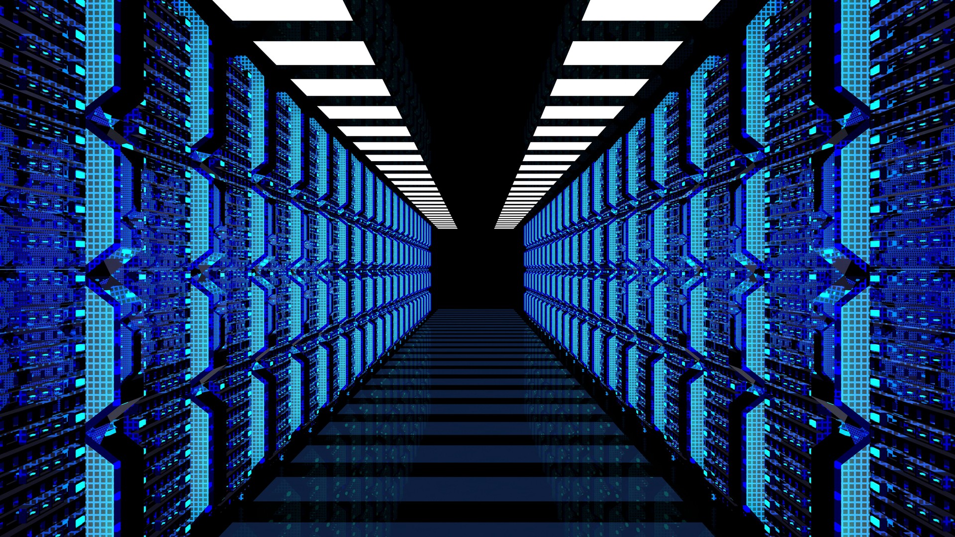 Server room interior in data center