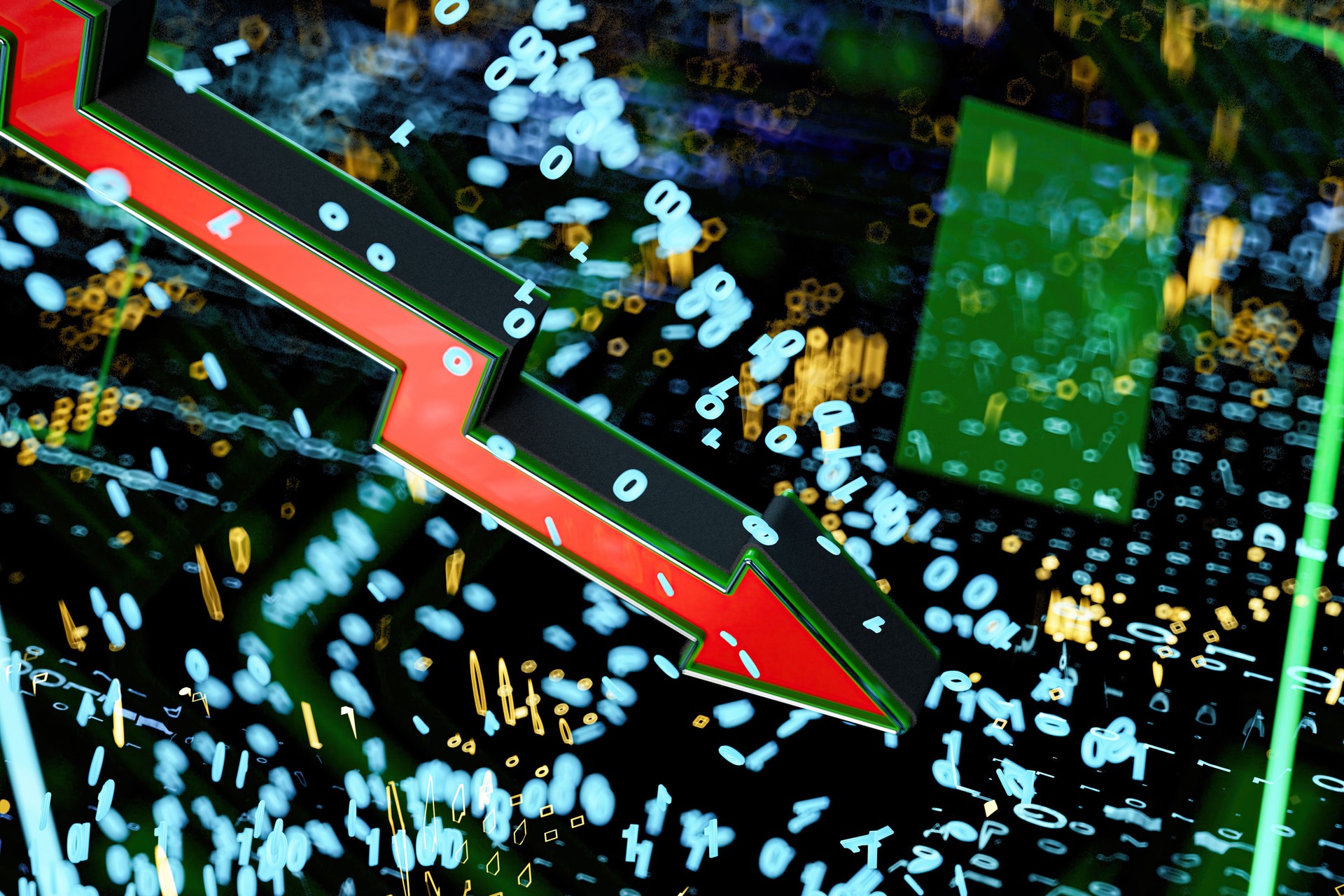Digital Recession Global Market Crisis Stock Red Price Drop Arrow Down with Digits