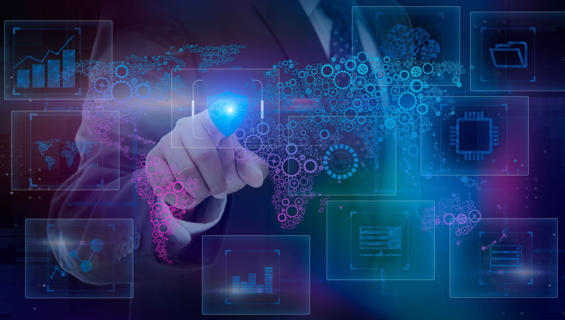 Business and technology concept. Communication network